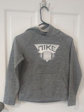Nike Grey Heather Pullover Hoodie with White Logo